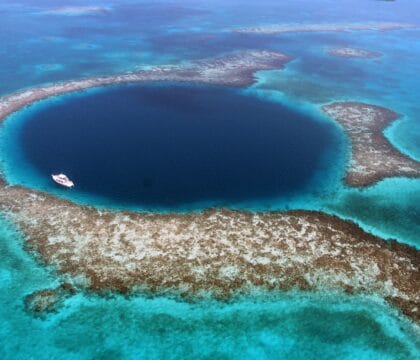 Great Blue Hole Belize aerial drone shot