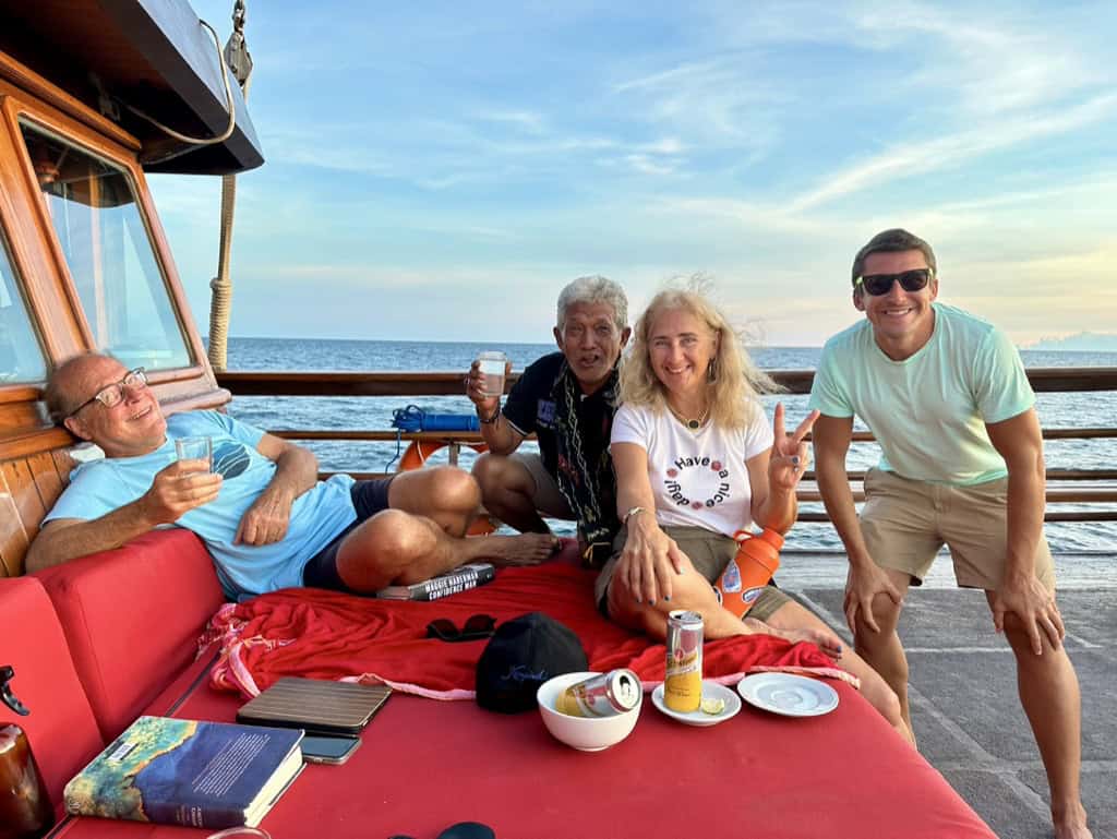 Guests on deck of liveaboard ship in Raja Ampat