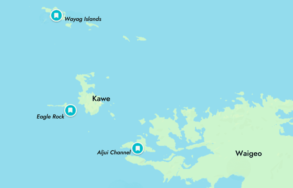 Raja Ampat snorkeling map of Northern Region